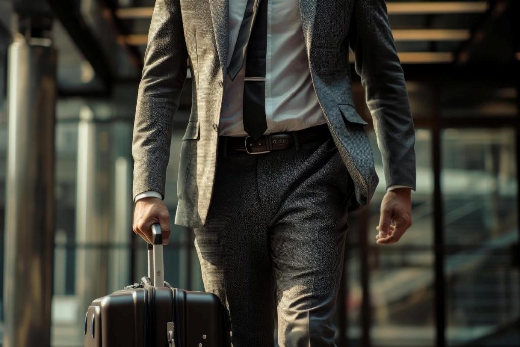traveler with suitcase at airport