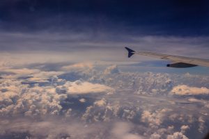 View of sky from an airplane window