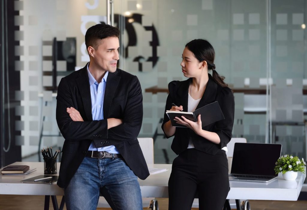 consultant talking to a client